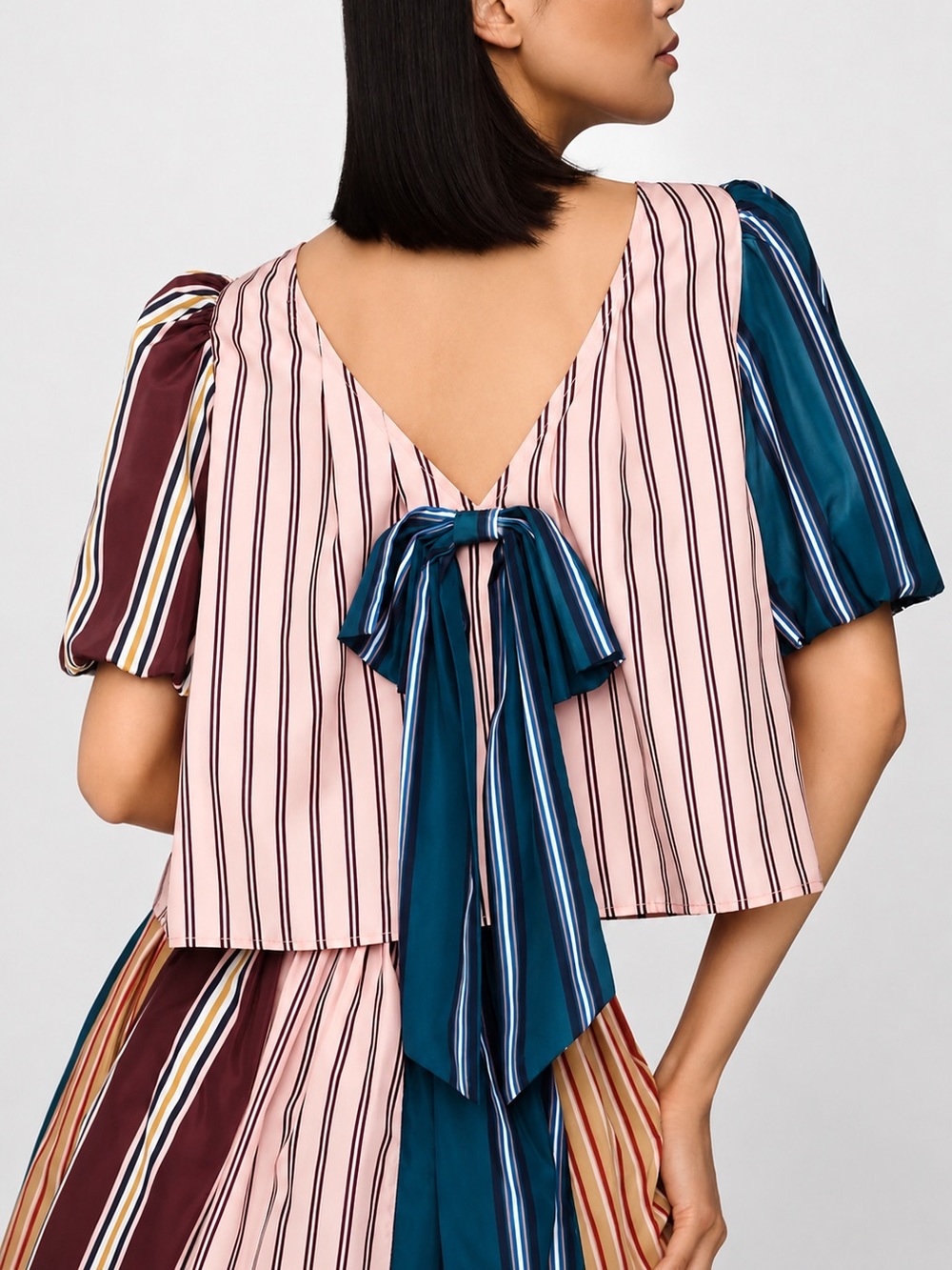 Anthropologie Maeve Taffeta Bow Swing Blouse Fall Preppy Womens M